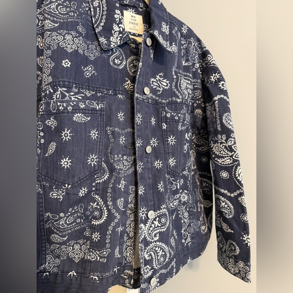 BRAND NEW Free People Opal Swing Printed Denim Jacket - Picture 5 of 12